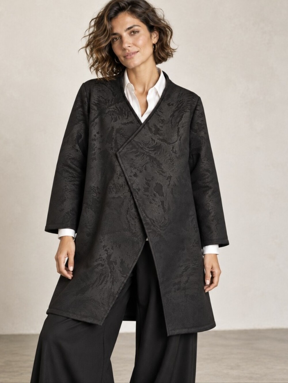 Bryn Walker Jacquard Oversized Jacket Black Sz S Lagenlook Avant Garde